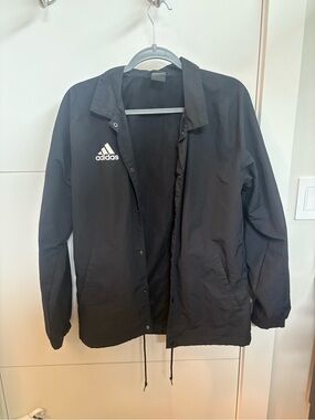 adidas Black Lightweight Coach Jacket with Logo